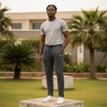 Men's Charcoal Tapered Athletic Track Trousers – Nigerian Male Model