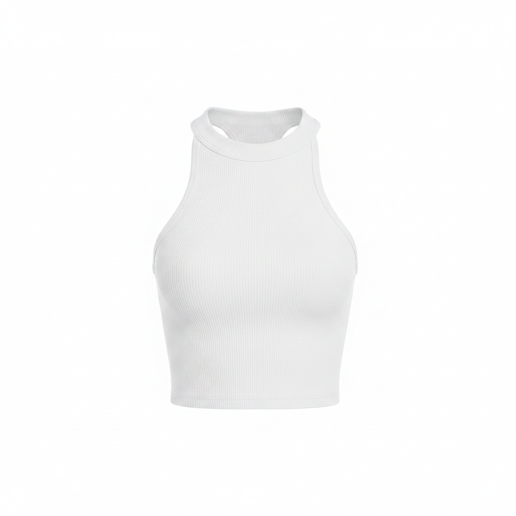 Women's Ribbed Racerback Crop Tank Top - Ghost Mannequin