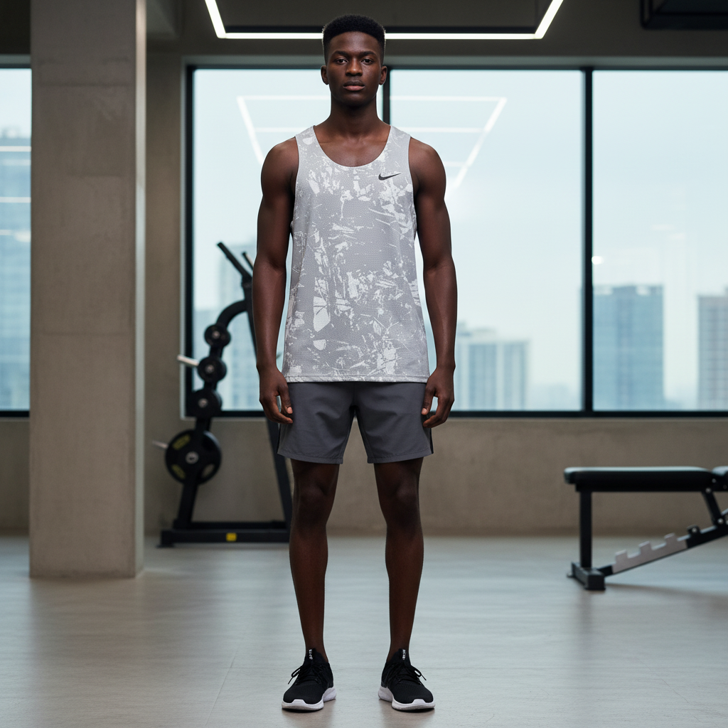 Nike marble print sleeveless sport tank vest on male model