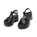 Women's T-Bar Platform Wedge Sandal - Black Colourway Ghost Mannequin