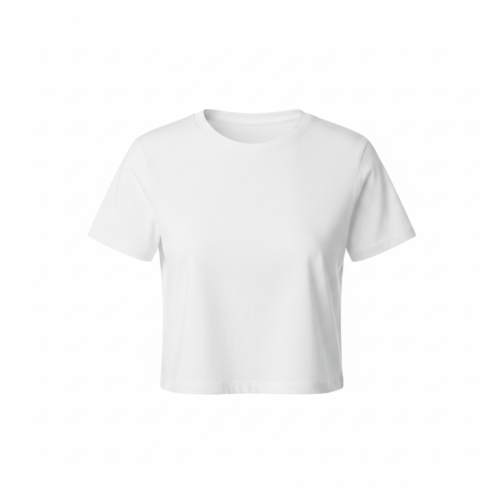 Women's Plain Crew-Neck Crop Tee - Ghost Mannequin