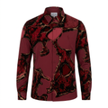 Burgundy marble-print long-sleeve shirt ghost mannequin on white