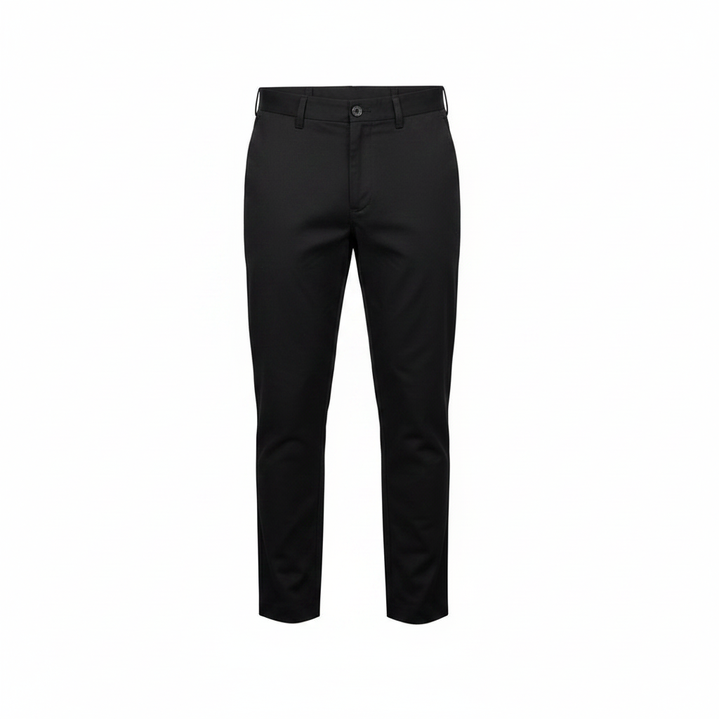 Black Slim-Fit Chino Trousers for Teens – Front Ghost Mannequin