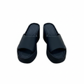 Women's Black Platform Wedge Slide Slipper - Ghost Mannequin Front View