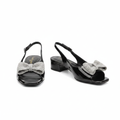Women's black rhinestone bow slingback open-toe sandal - ghost mannequin pair view