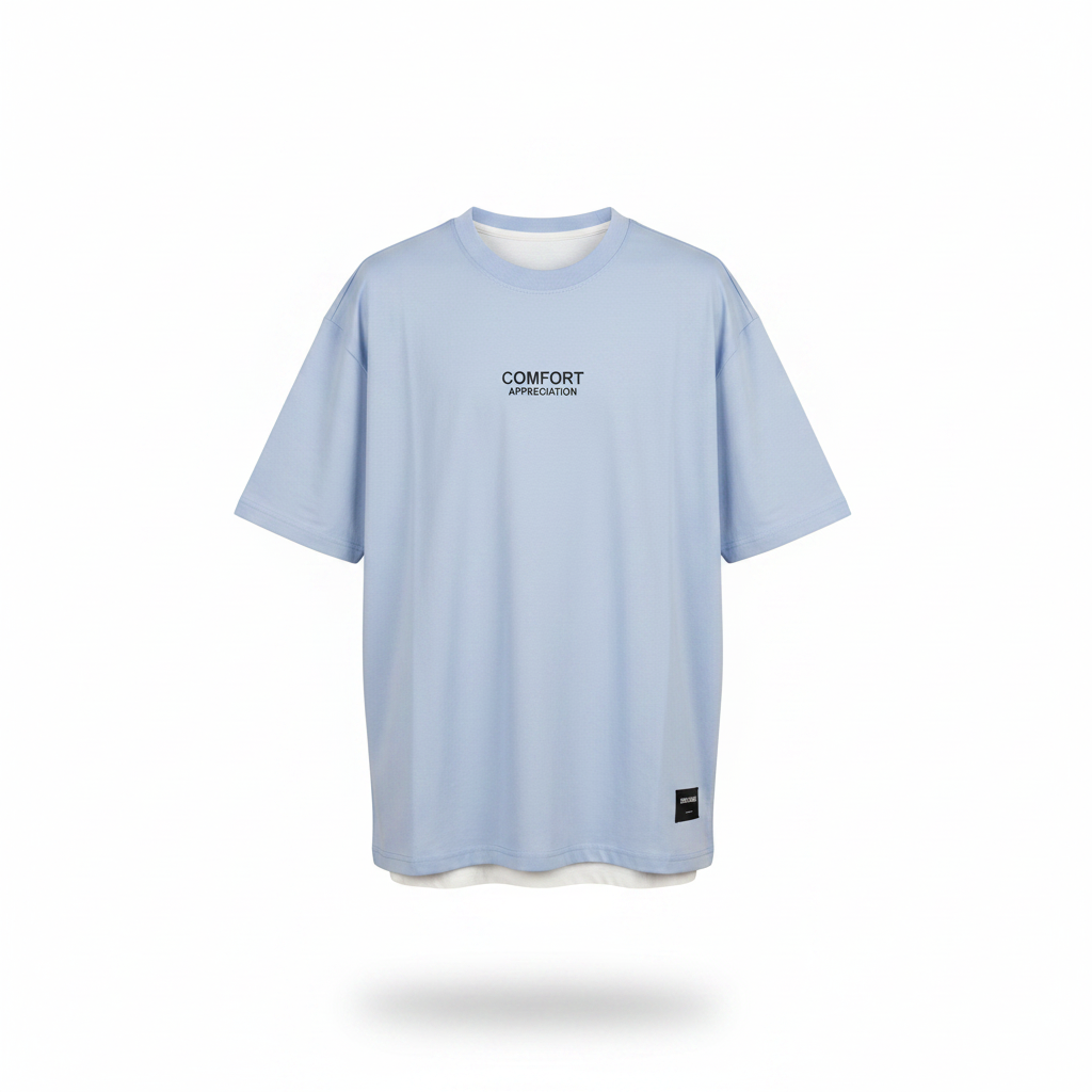 Light Blue Graphic Short-Sleeved Shirt - Ghost Mannequin