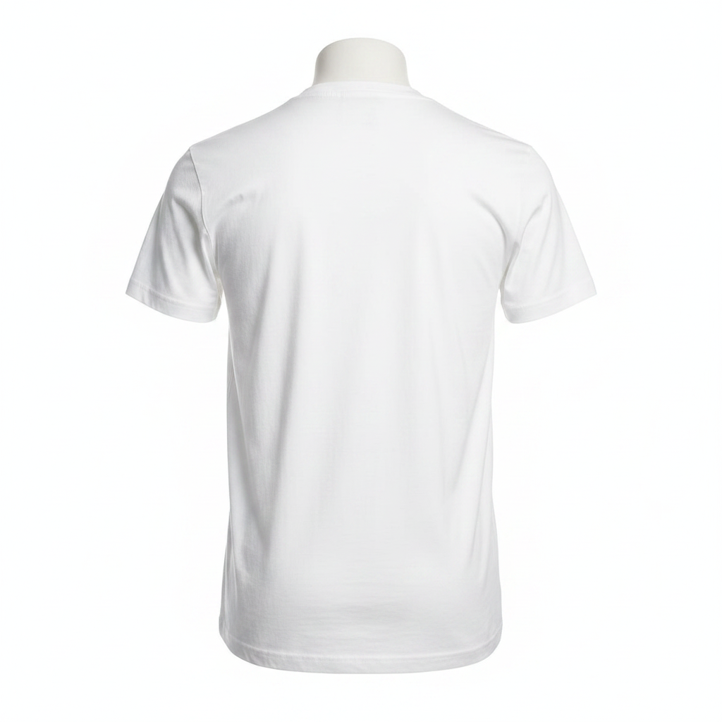 Ghost mannequin back view of white T-shirt