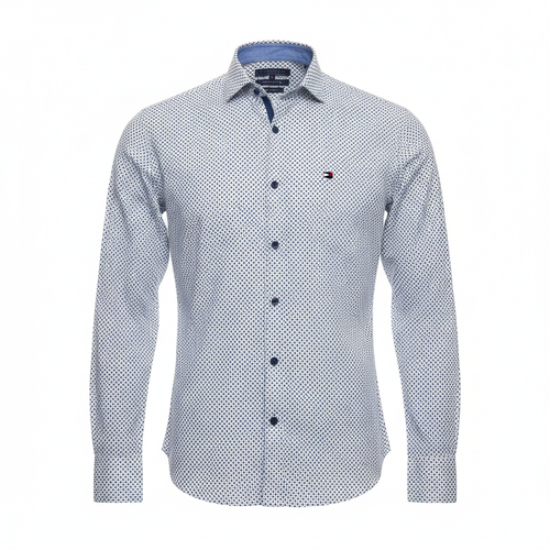 Men's Premium Micro-Dot Print Shirt – Ghost Mannequin White & Navy