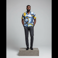 Abstract Circle Print Short-Sleeved Shirt - Model Front