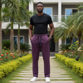 Male Nigerian Model - Burgundy Sweatpants Front