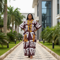 Women's Burgundy Batik Bubu Gown – Nigerian Female Model