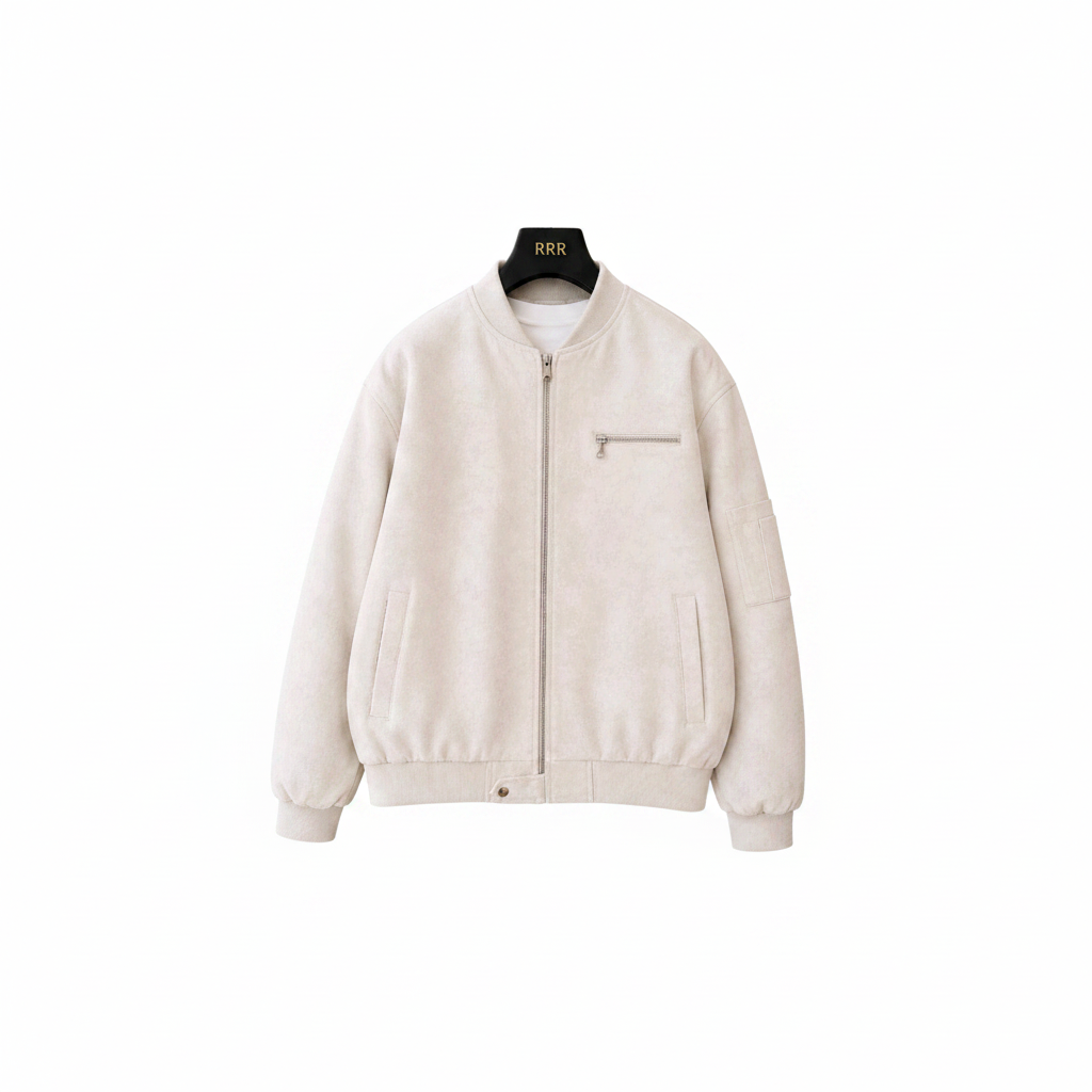Men's Cream Suede-Effect Bomber Jacket – Ghost Mannequin