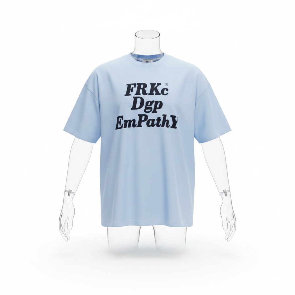 Baby Blue FRKc Dgp EmPathy Text Graphic Short-Sleeved Shirt - Ghost Mannequin Front