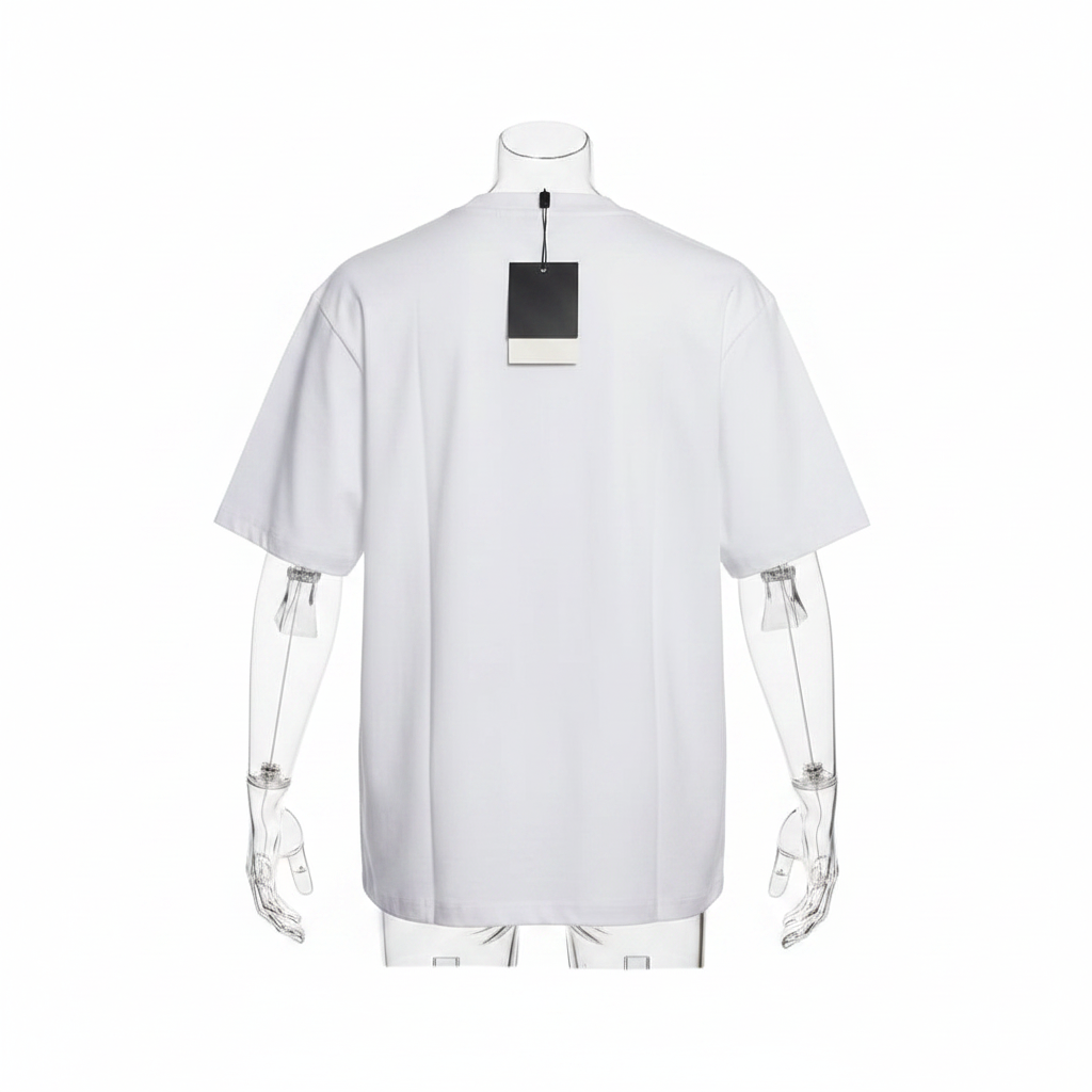White Muxmu Gothic Text Smoke Graphic Short-Sleeved Shirt - Ghost Mannequin Back
