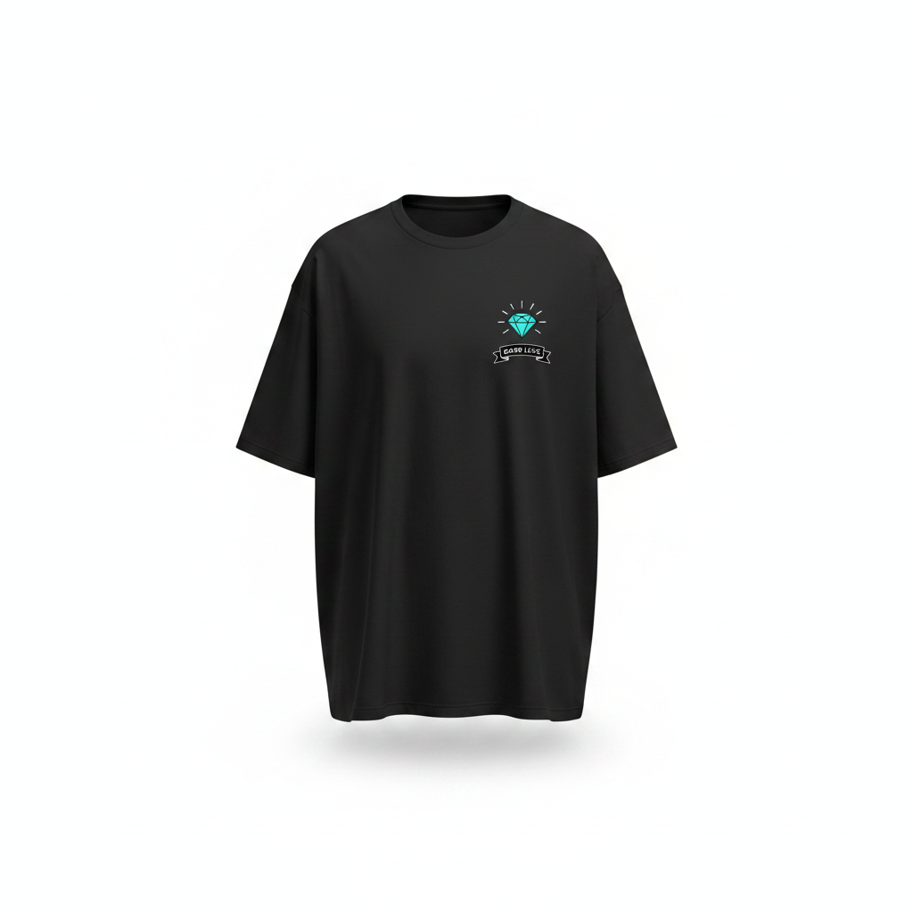 Unisex black diamond gem illustrated graphic tee – ghost mannequin front view