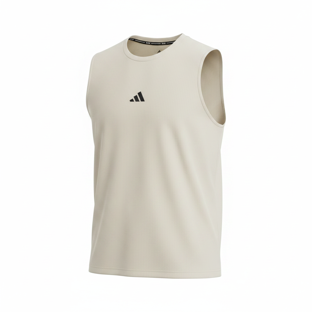 Adidas off-white sleeveless sport vest ghost mannequin view