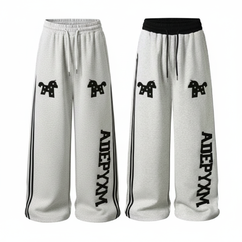 Ghost mannequin white grey ADEPYXM wide-leg stripe joggers