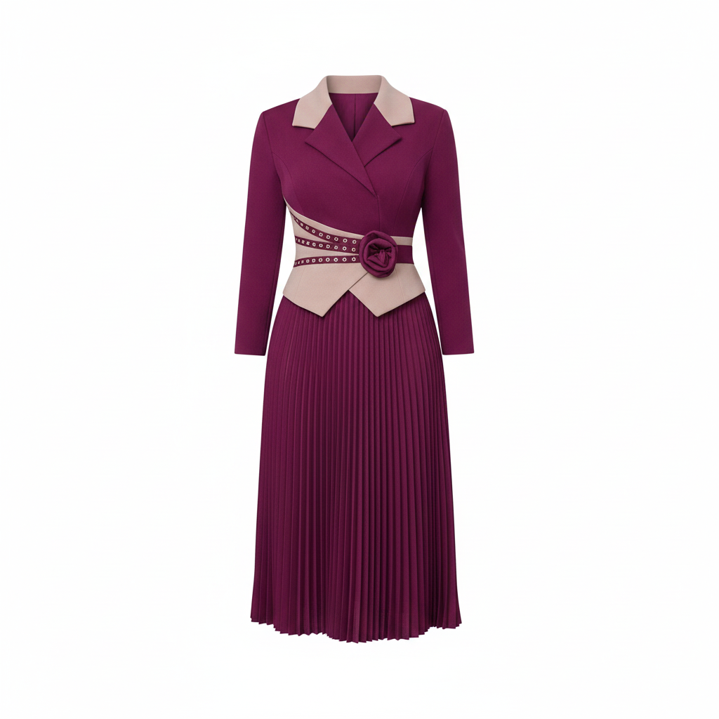 Magenta Purple Peplum Blazer & Pleated Midi Skirt Set – Ghost Mannequin