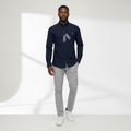 Nigerian adult male model wearing Navy Oxford Long Sleeve Shirt – Front View