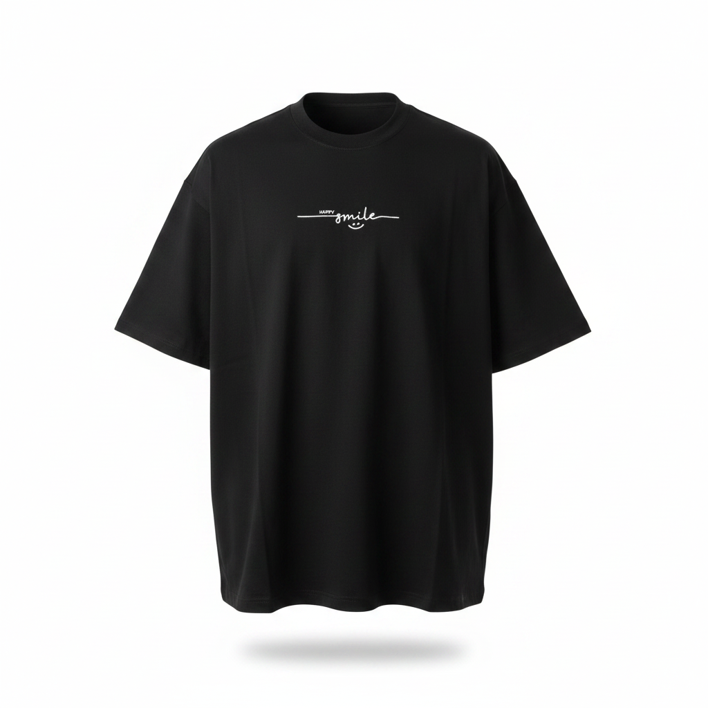 Ghost mannequin – John Store Happy Smile Black Oversized Unisex T-Shirt