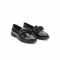 Layinka Store Black Patent Satin Bow Loafers – Catalog Shot