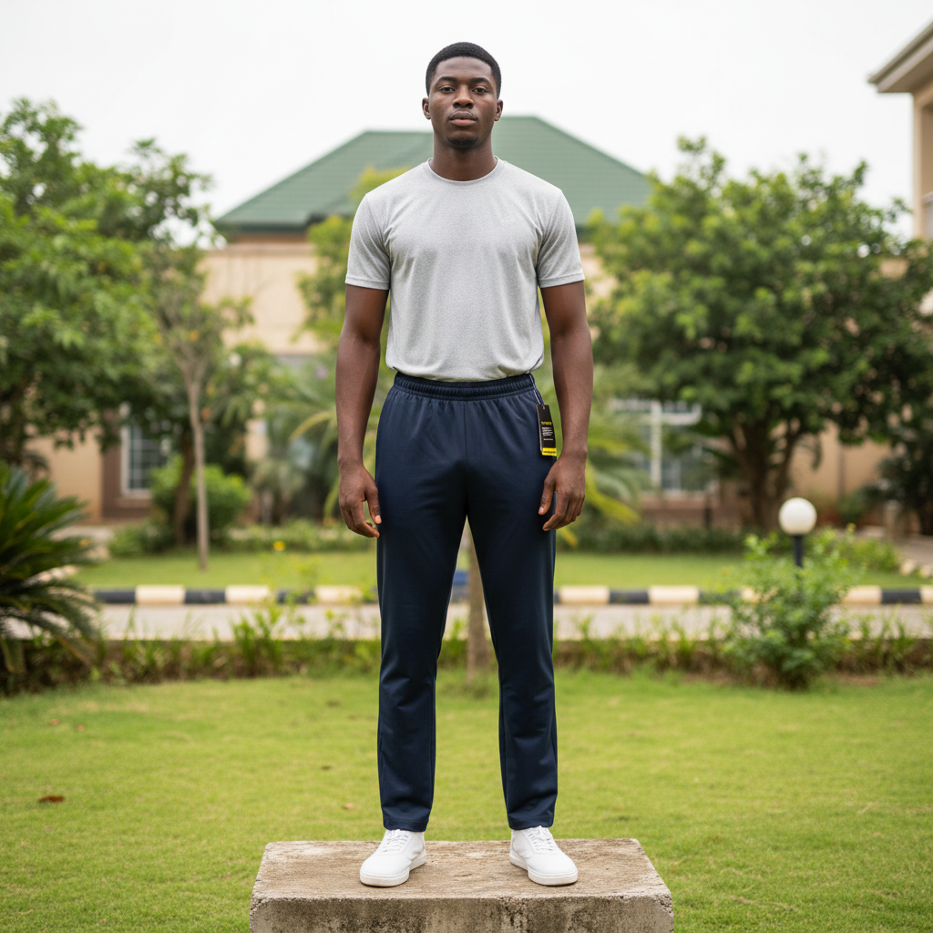 Men's Navy Blue Athletic Track Joggers – Nigerian Male Model