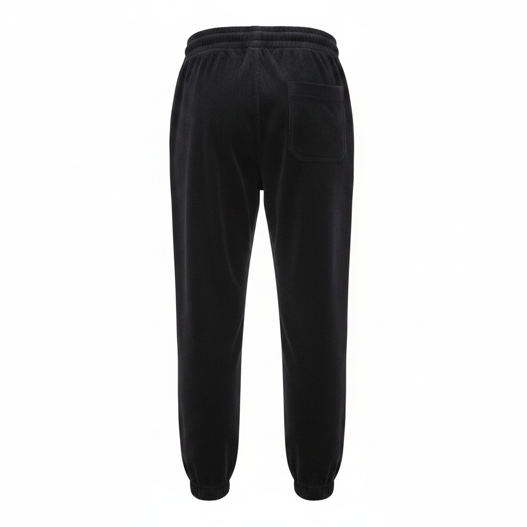 Black Corduroy Jogger Trousers – Ghost Mannequin Back