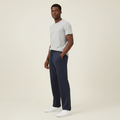 Male model wearing navy zip joggers