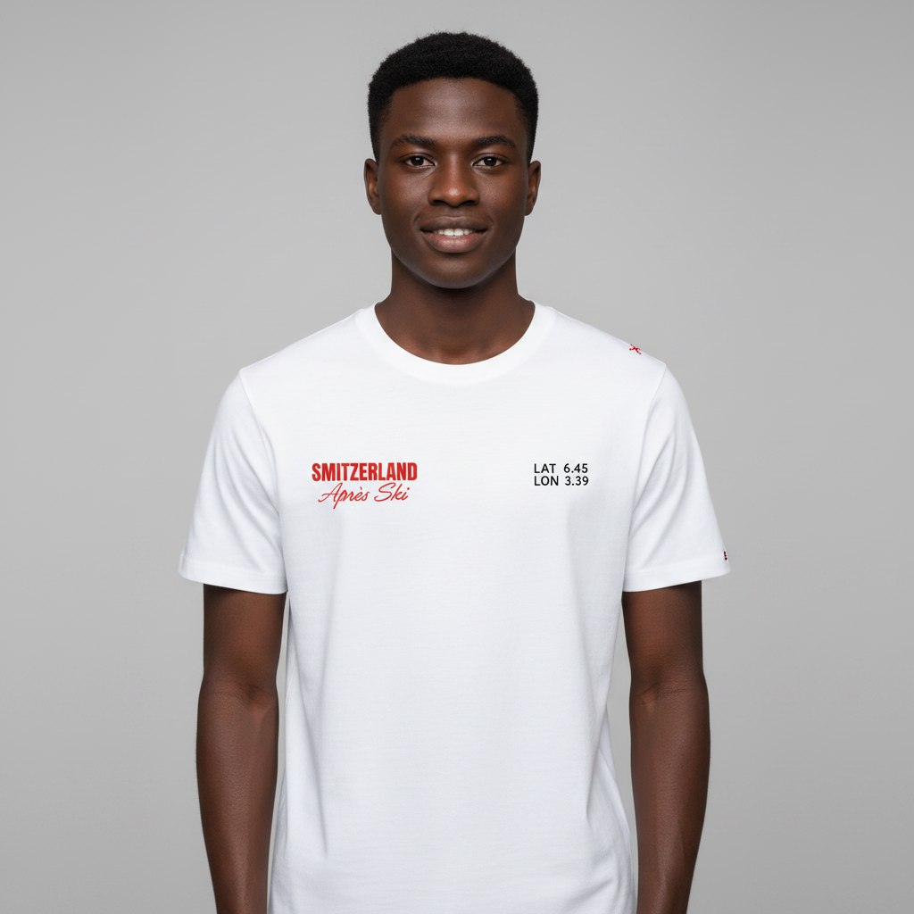 Après Ski Script Tee – Model Front View