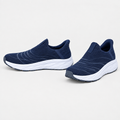 Navy mesh slip-on sneakers with tonal detailing and sculpted white soles