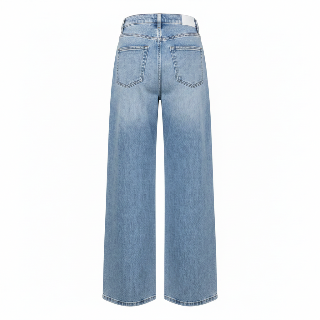 Light Blue Wide-Leg High-Waist Jeans – Ghost Mannequin Back
