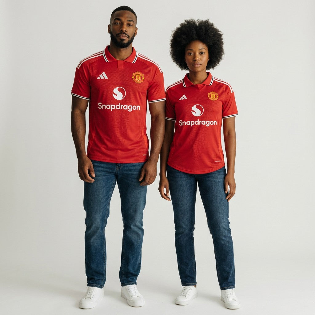 Red Polo Collar Football Jersey