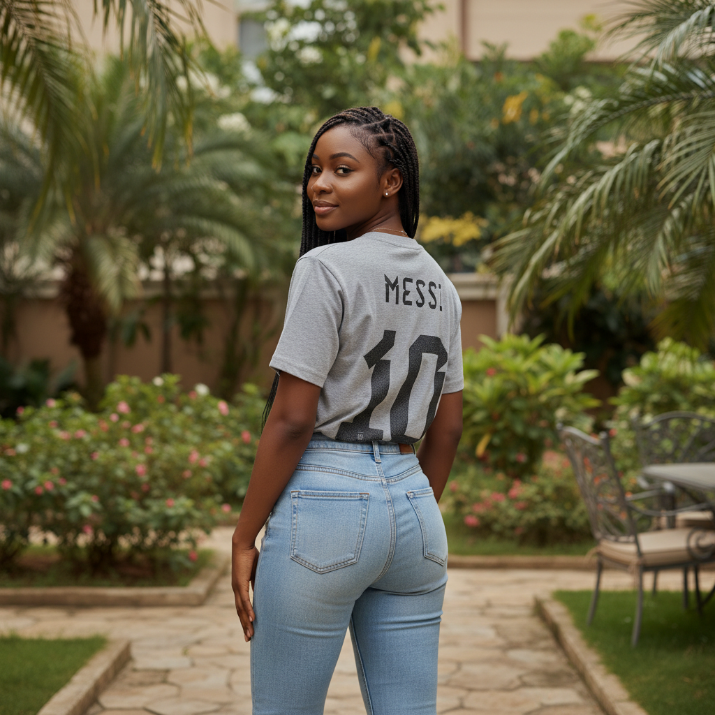 Women's grey marl number 10 back print crew neck tee - model shot