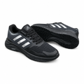 Charcoal mesh lace-up sneakers with silver side stripes and black soles