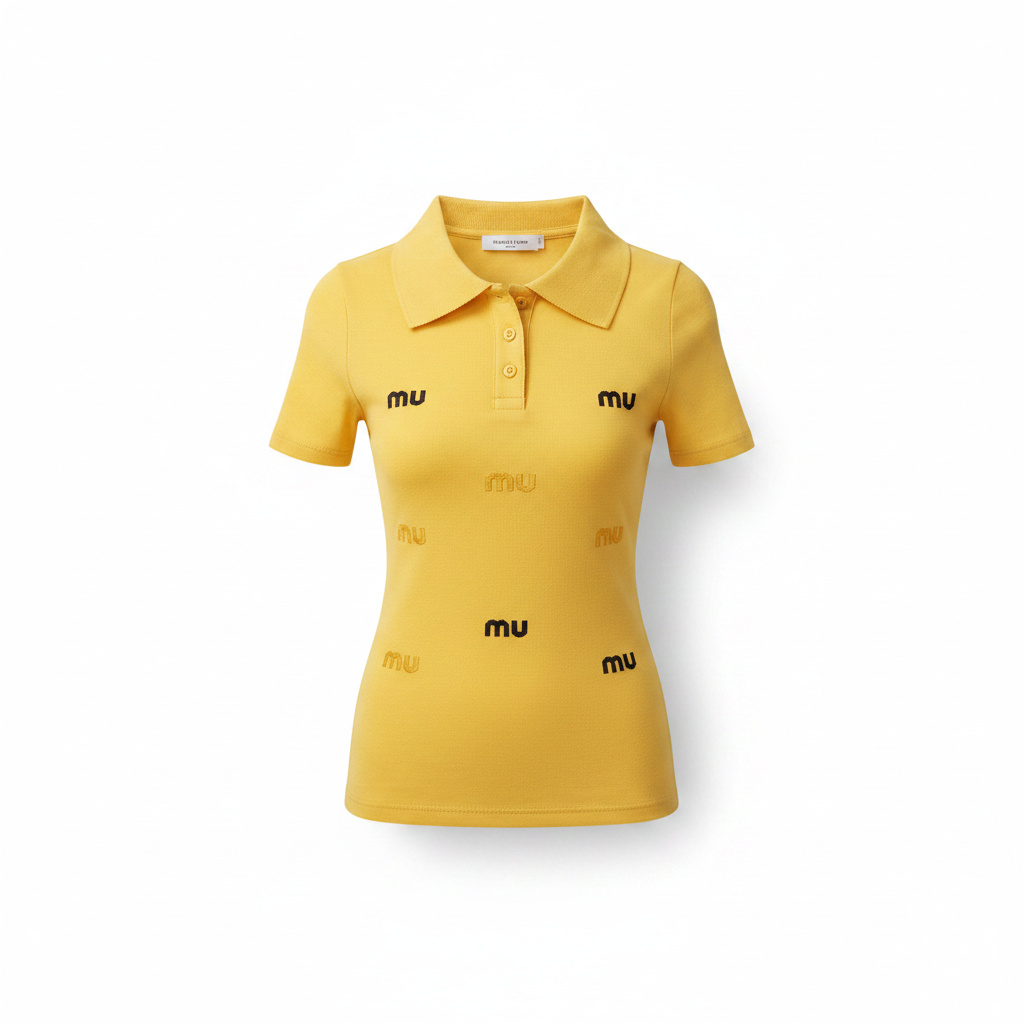 Women's Logo Print Polo Top – Ghost Mannequin Yellow