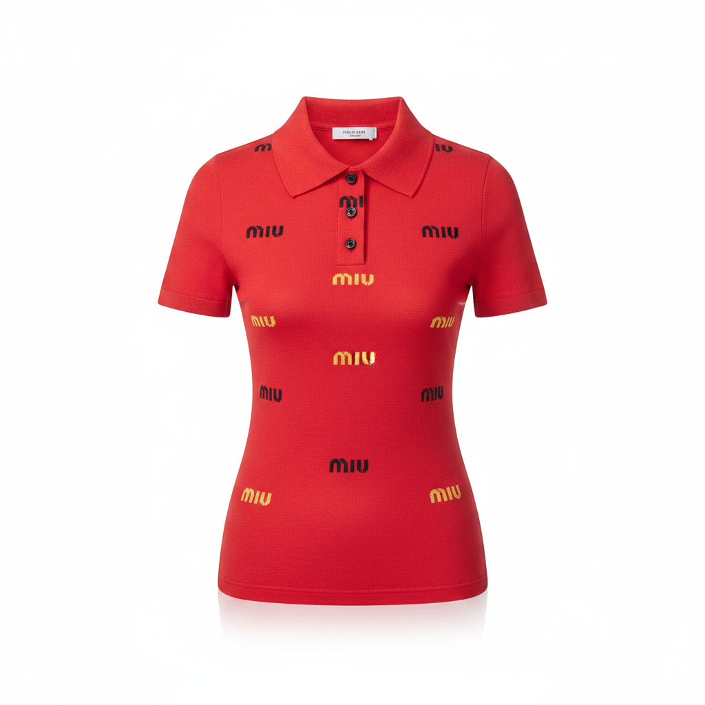 Women's Logo Print Polo Top – Ghost Mannequin Red