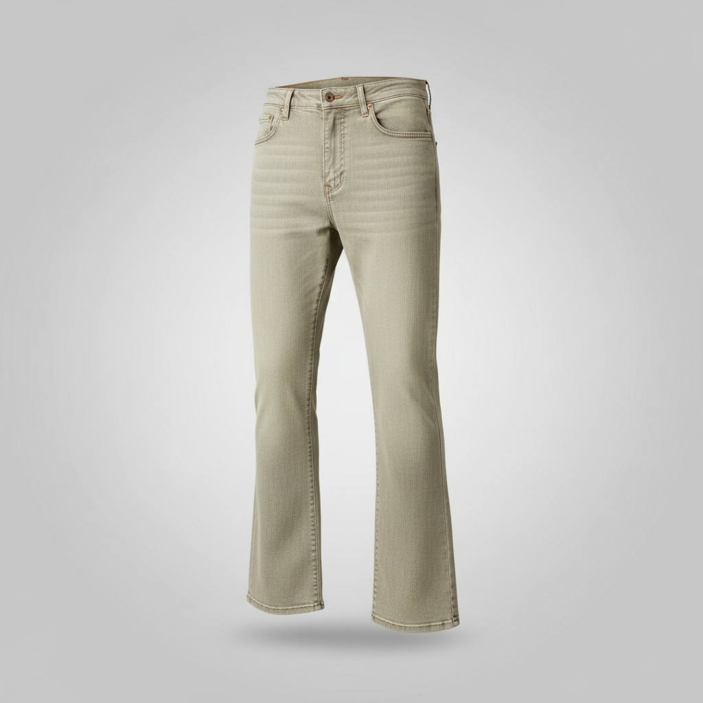 Ghost mannequin sand vintage wash flared denim jeans