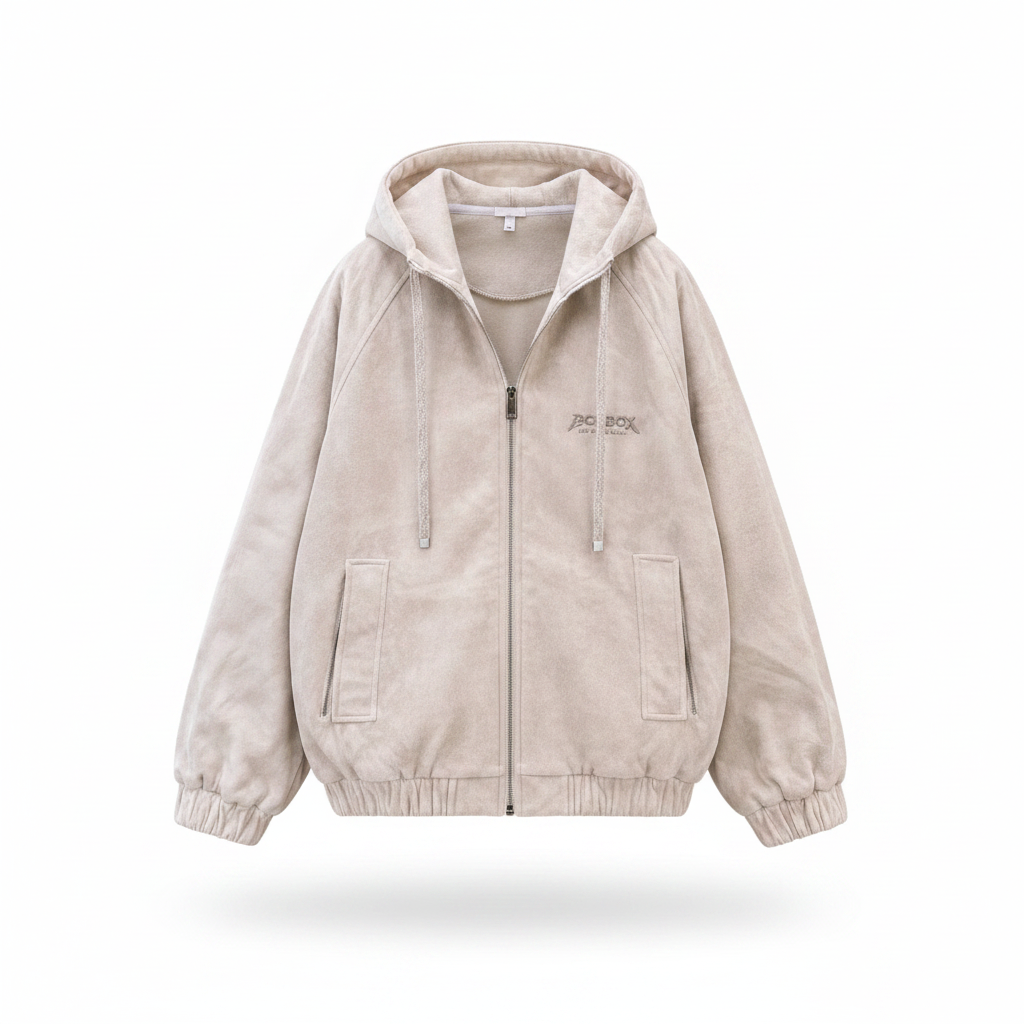 Men's Beige Oversized Zip-Up Hoodie Jacket – Ghost Mannequin