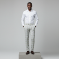 White Grey Houndstooth Lime Trousers – Front Model