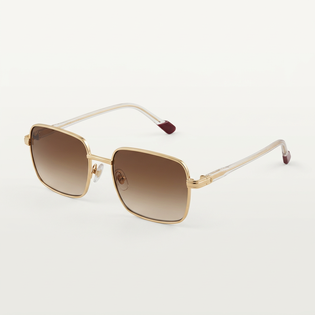 Brown gradient gold-tone square eyewear catalog preview