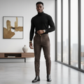 Men's Baroque Pattern Trousers – Model Shot Dark Brown