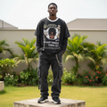 Men's Washed Black Distressed Graphic Oversized T-Shirt – Nigerian Male Model