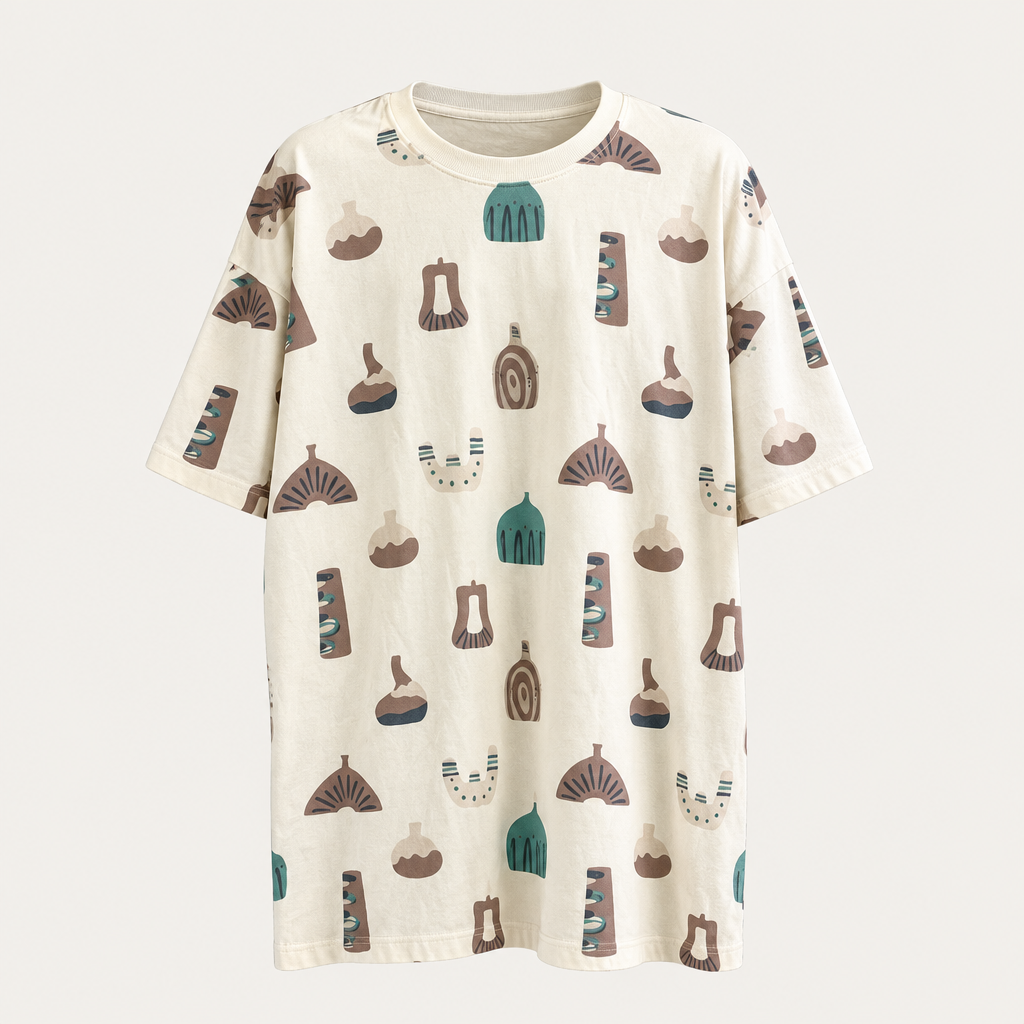 Ivory print T-shirt mannequin preview