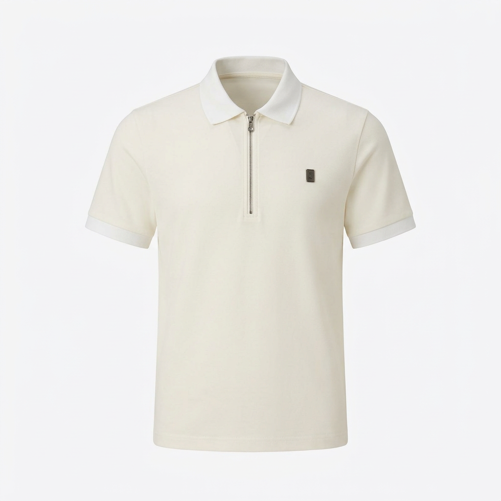 Ivory zip-neck polo catalog preview