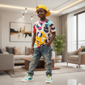 Kids Colorful Leopard Print Tee - Model