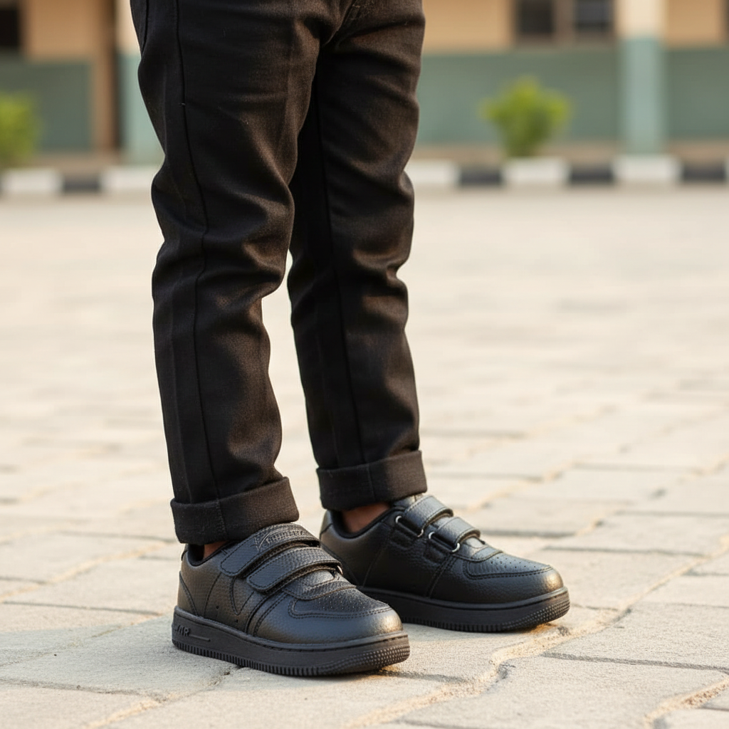 Kids Leg Focus – Black Velcro Sneaker