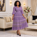 Lavender Pleated Midi Dress – Model Shot