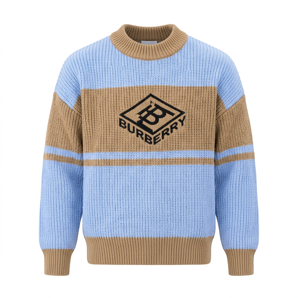 Light-blue and tan sweater product preview