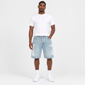 Light-blue script shorts adult model preview
