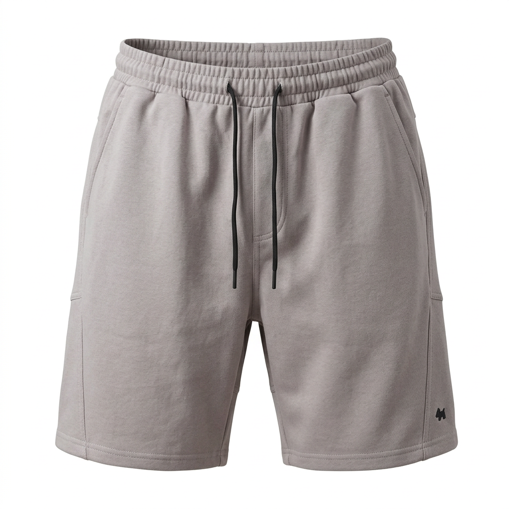 Light grey shorts ghost-mannequin image